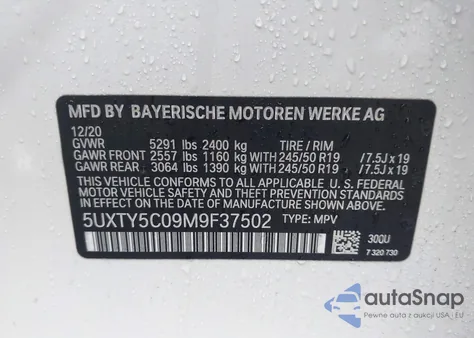 2021 BMW X3 xDrive30I from USA, damaged, VIN 5UXTY5C09M9F37502